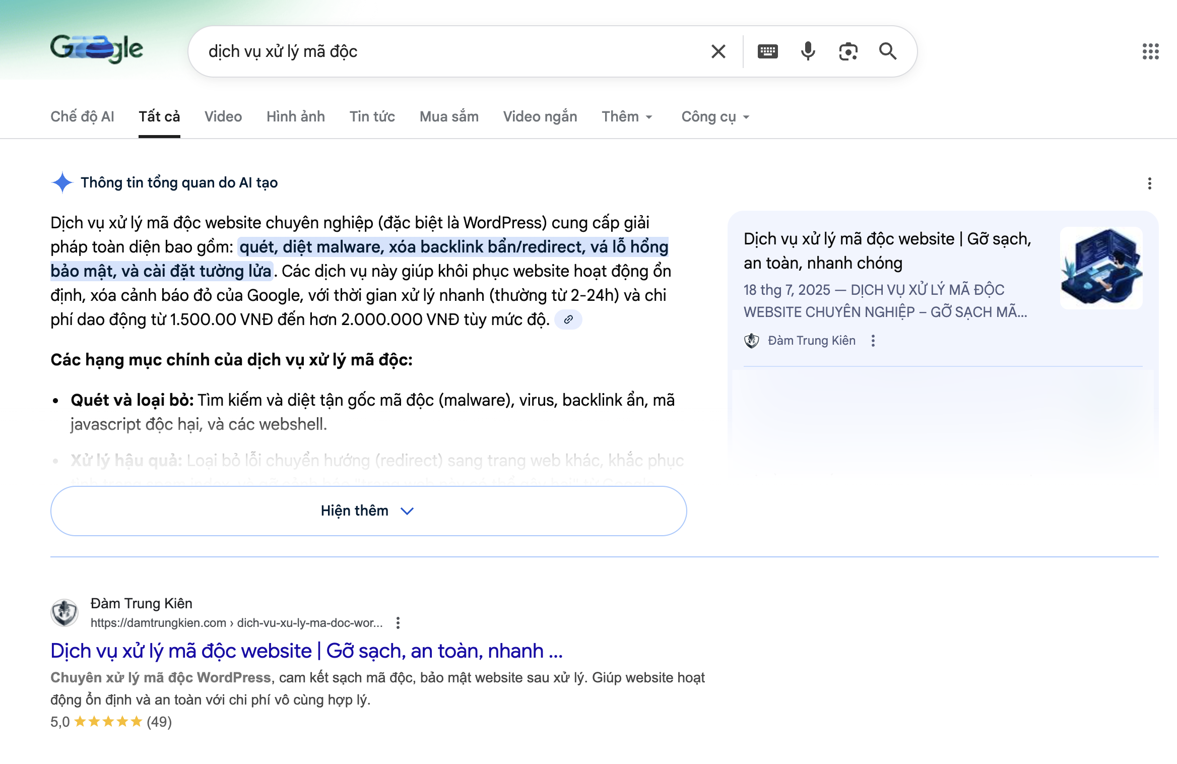 Dịch Vụ Xử Lý Mã Độc Website | Diệt Malware, Spam SEO