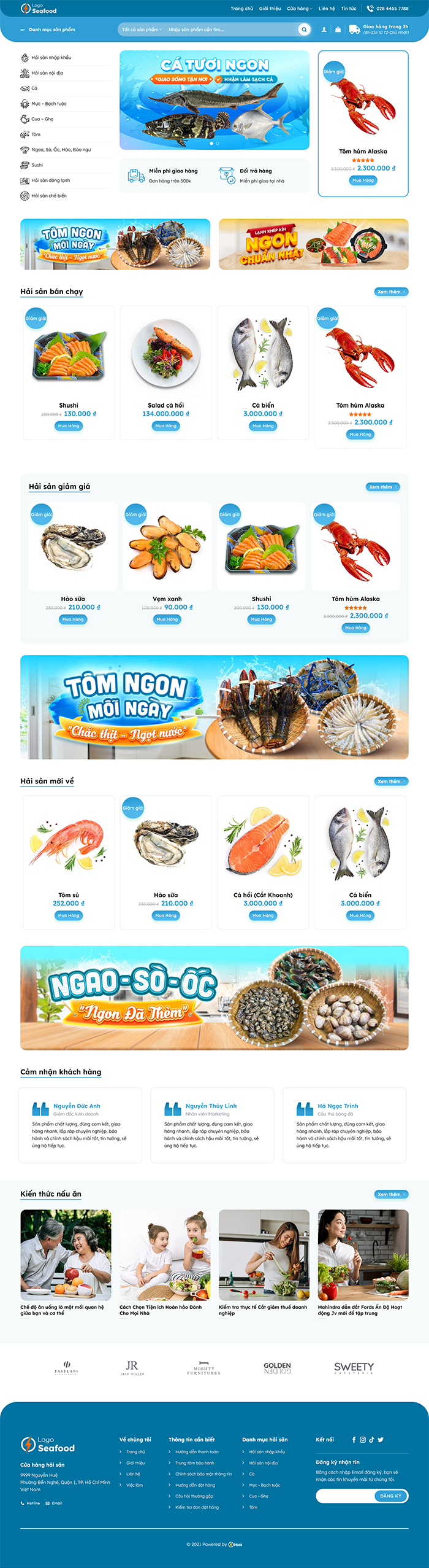 Mẫu website Cửa hàng hải sản