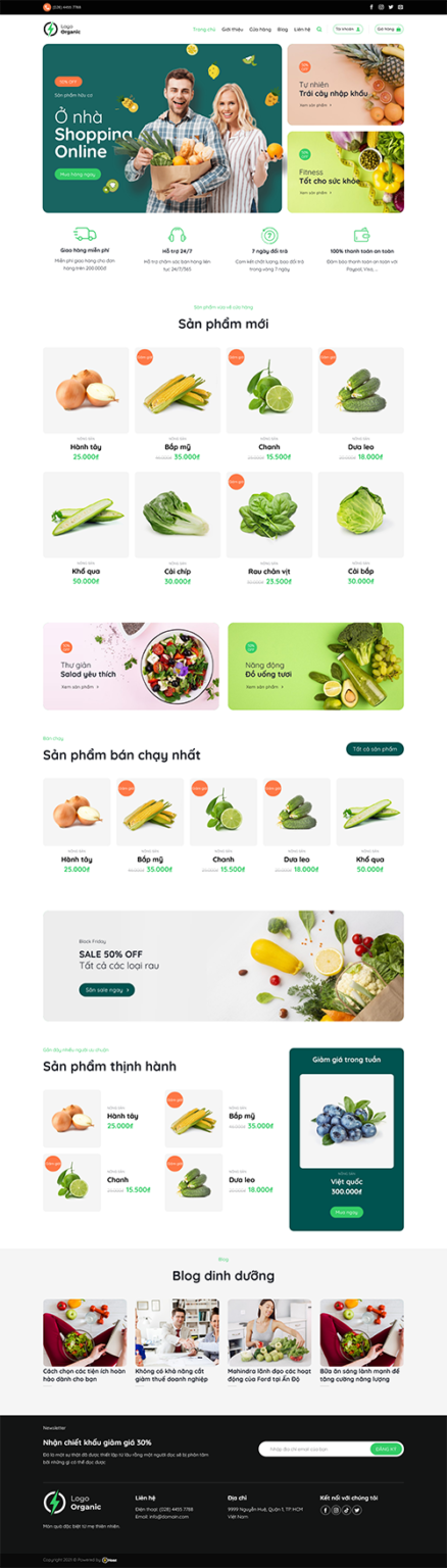 Mẫu website nông sản sạch