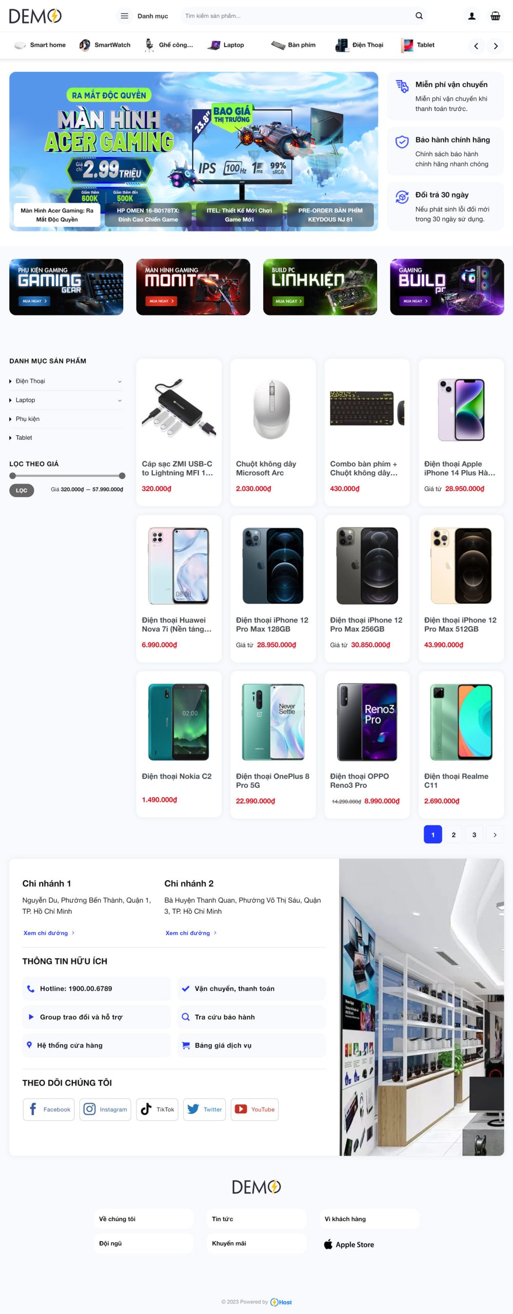 Mẫu website cửa hàng tin học