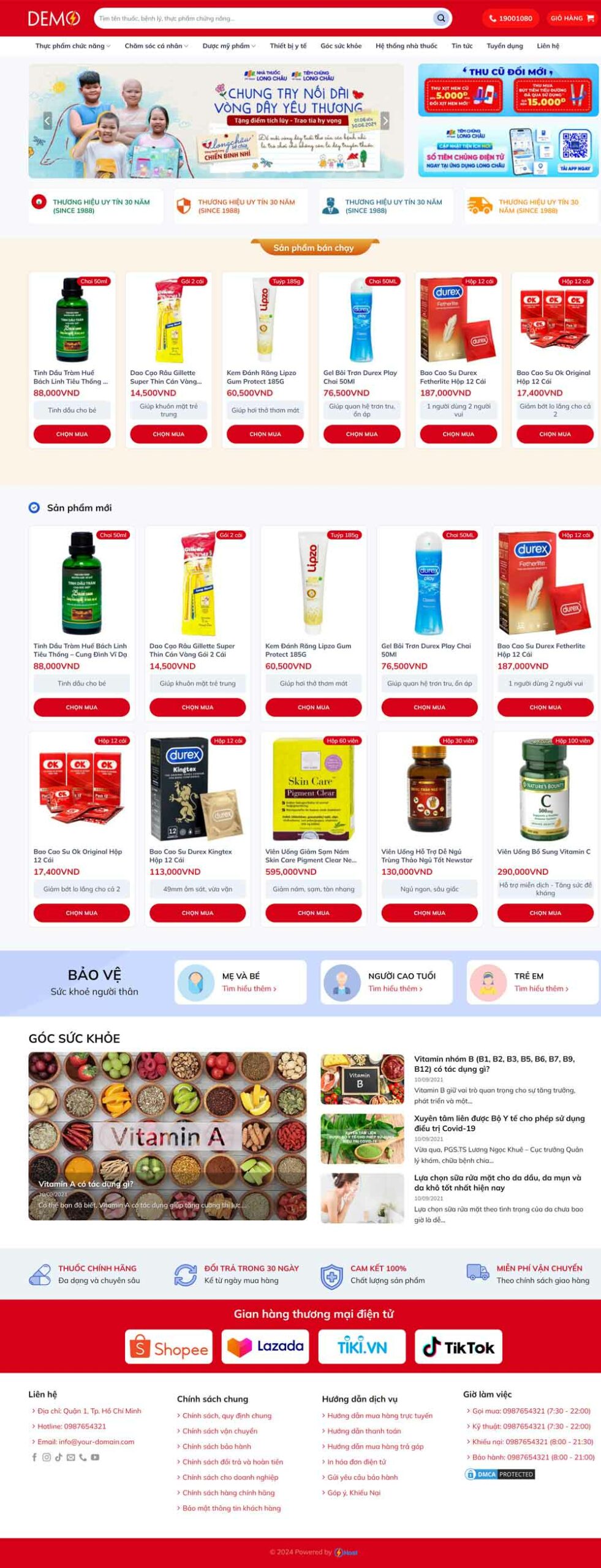 Mẫu website nhà thuốc tây y