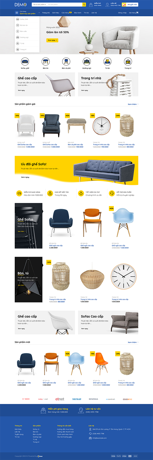 Mẫu website Siêu thị nội thất